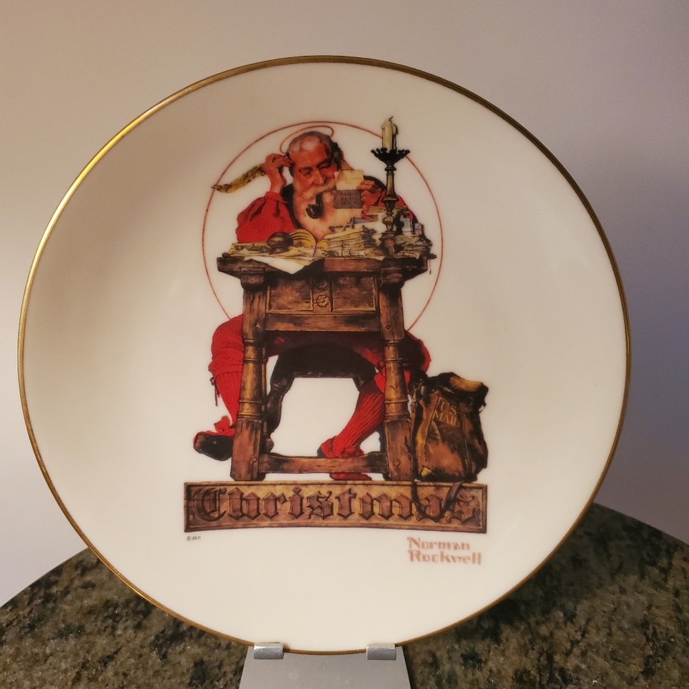 Gorham China 1980 Vintage Plate Letter to  Santa Norman Rockwell